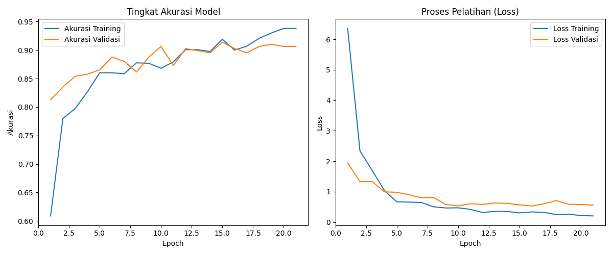 Grafik akurasi dan loss training